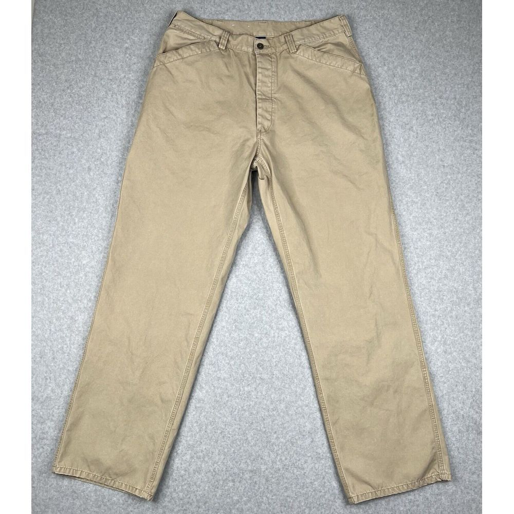 Vintage Polo Sport Ralph Lauren Pants Mens 36x34 Beige 90s Button Fly Workwear - Picture 1 of 16